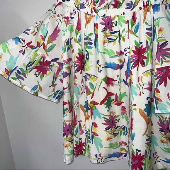 Brooke Wright Designs White Multicolored Floral Off the Shoulder Top - Picture 2 of 5